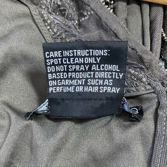 NWOT Pisarro Nights Illusion Beaded Mesh Maxi Gown Dress in Aluminum, Size 6 - Picture 12 of 16